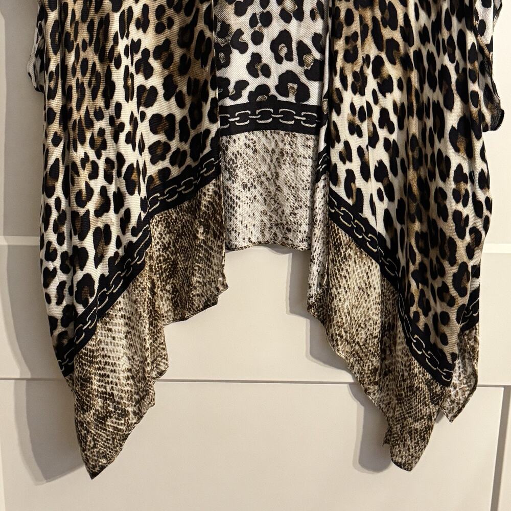 NWT Chicos Leopard Fusion Ruana One Size Open Front Kimono Old Money Mob Wife - Picture 9 of 10